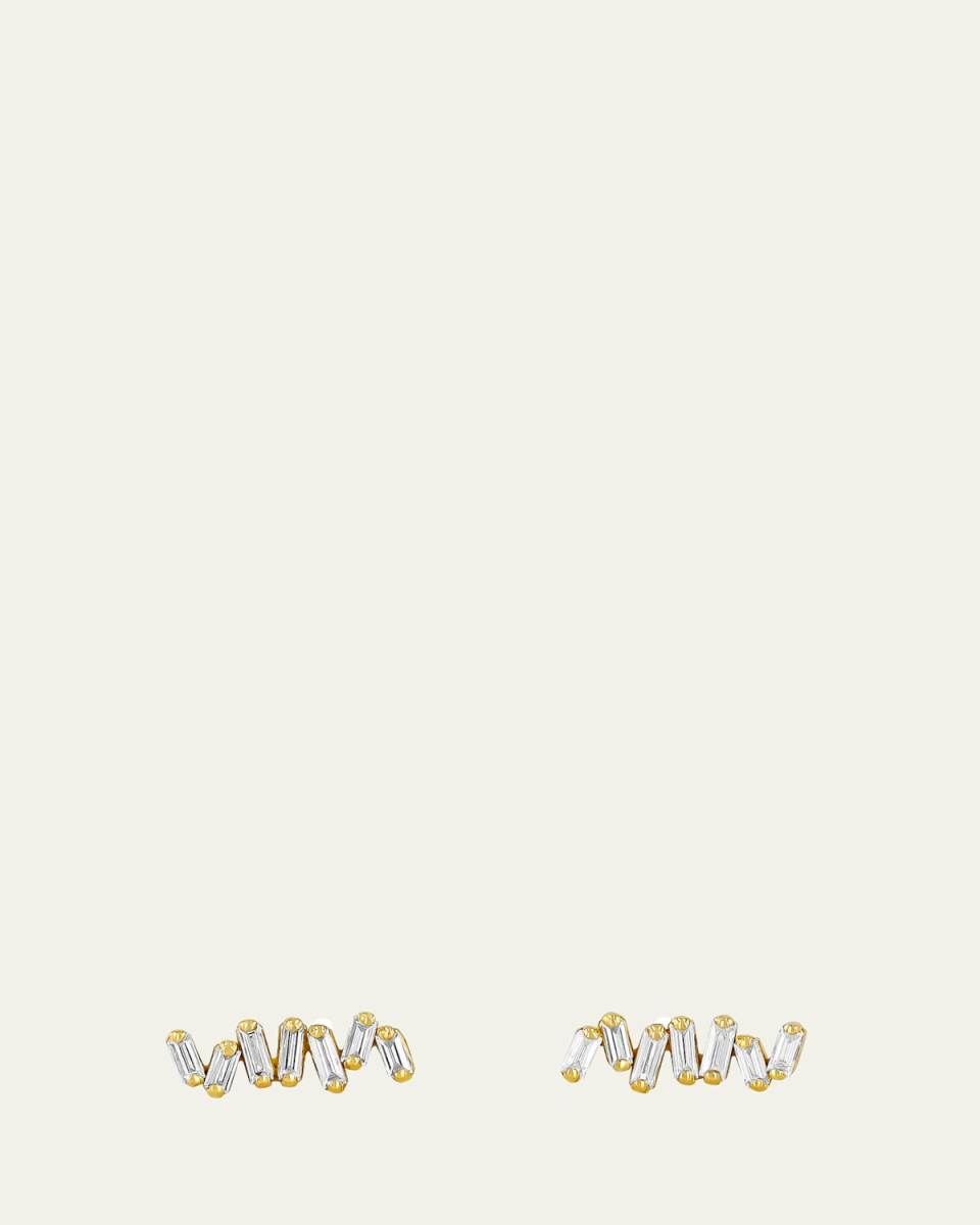 18k Yellow Gold Baguette Diamond Earrings